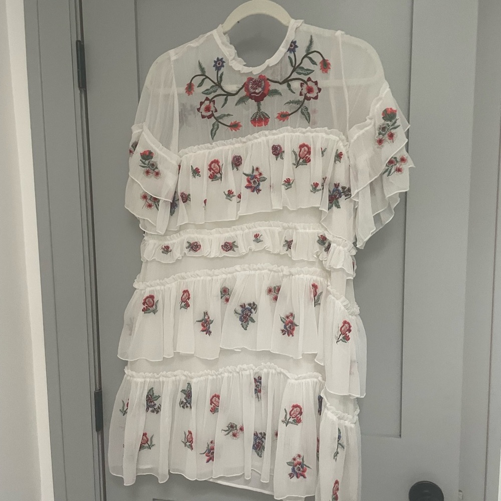 Zara white embellished dress